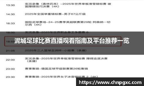 泥城足球比赛直播观看指南及平台推荐一览