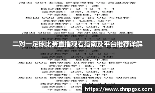 二对一足球比赛直播观看指南及平台推荐详解