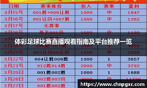 体彩足球比赛直播观看指南及平台推荐一览